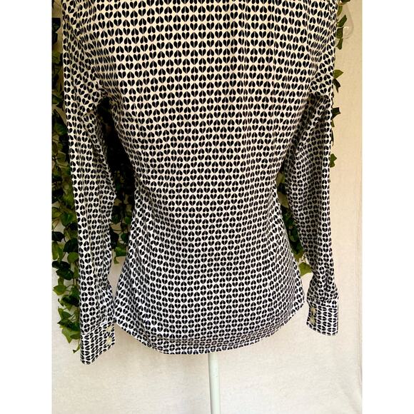 Banana Republic Non Iron Fitted Black White Long Sleeve Button Up Top Women's 6 - Picture 7 of 11
